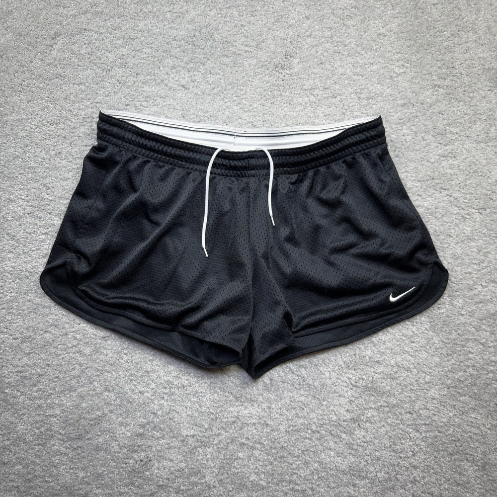 Nike Dri-FIT Womens Large 12-14 Black Mesh Running Shorts Lined 359635-010